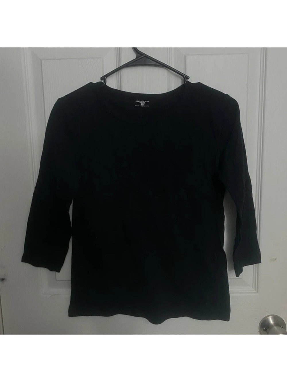 Jones New York Black 3/4 Sleeve Top S